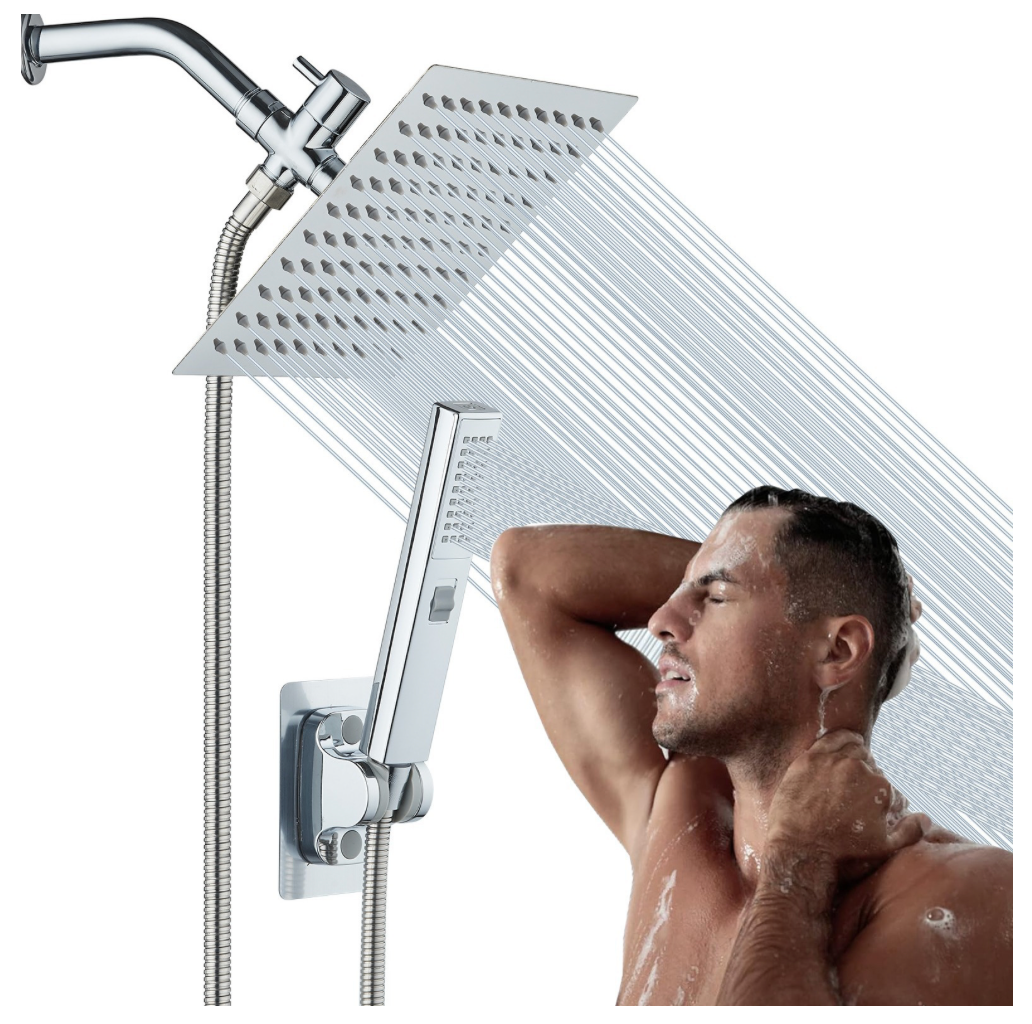 High Pressure Rain Square Shower Heads with Handheld Spray Combo