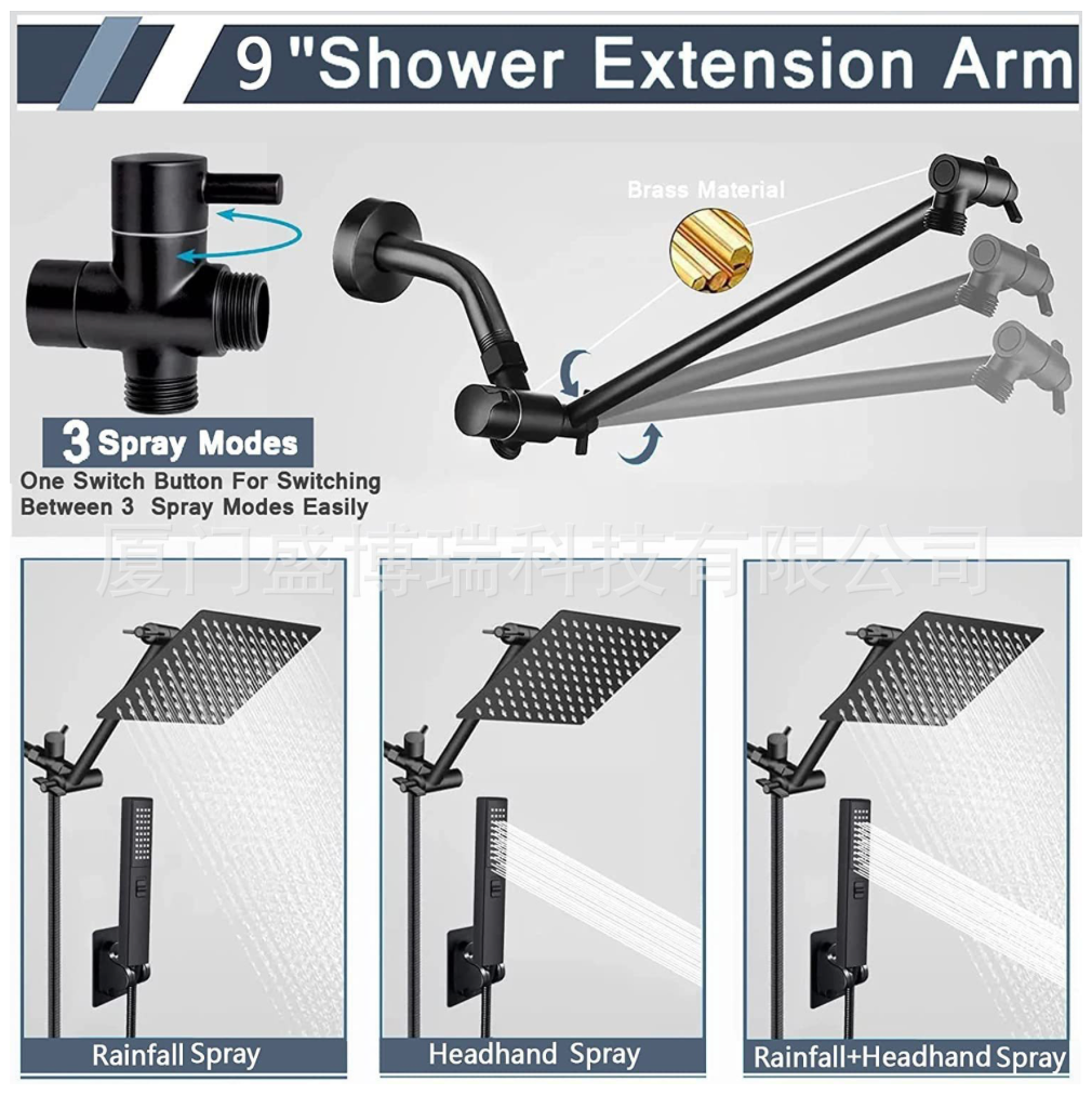 High Pressure Rain Square Shower Heads with Handheld Spray Combo