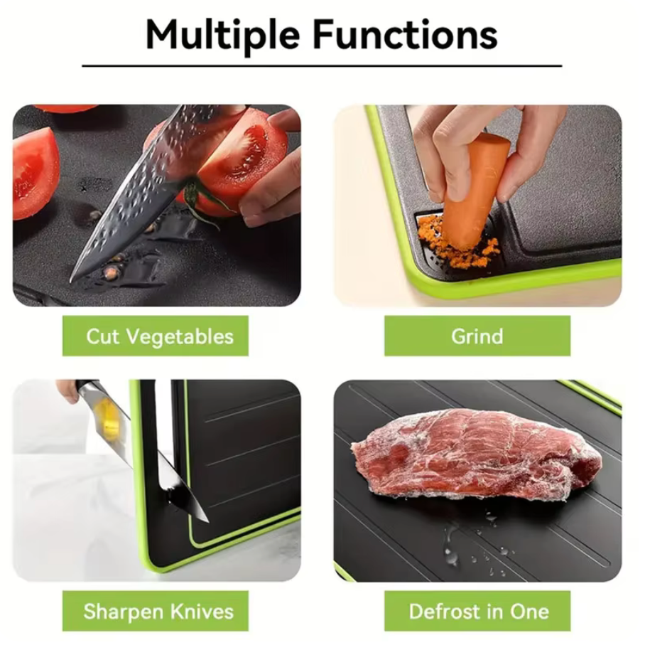 4-in-1 Defrosting Tray for Frozen Meat with Cutting Board